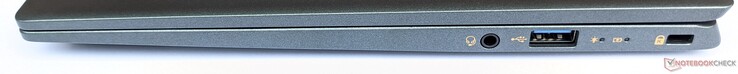 Lato destro: porta audio combinata, 1x USB-A 3.2 Gen1, Kensington Lock