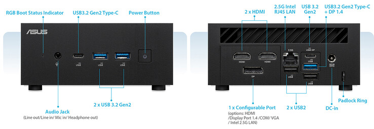 Porte di connettività del mini PC (Fonte: Asus)