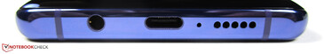 In basso: jack per cuffie da 3,5 mm, USB-C, microfono, altoparlante