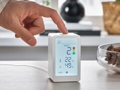 Il sensore intelligente di qualità dell&#039;aria IKEA VINDSTYRKA può essere controllato tramite un&#039;app. (Fonte: IKEA)