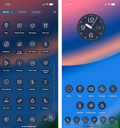 Ci sono una varietà di widget inclusi che completano le icone a tema (Fonte: Notebookcheck)