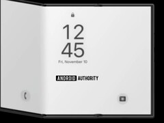 Rendering non ufficiale del tri-fold di Samsung. (Fonte: Android Authority)