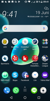 Il programma di avvio predefinito ha un layout tipico di molti altri programmi di lancio Android.