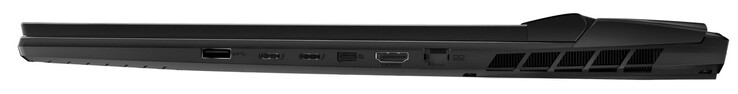 A destra: USB 3.2 Gen 2 (USB-A), 2x Thunderbolt 4 (USB-C; DisplayPort), Mini DisplayPort, HDMI, Gigabit Ethernet