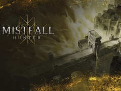 Immagine chiave di *Mistfall Hunter* che mette in risalto il mondo dark fantasy del Gyldenmist.