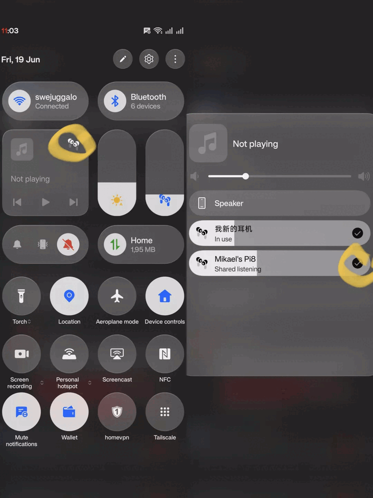 Questa funzione consente agli utenti di trasmettere in streaming lo stesso audio a due coppie di auricolari wireless contemporaneamente, con controlli del volume indipendenti per ciascun dispositivo collegato.