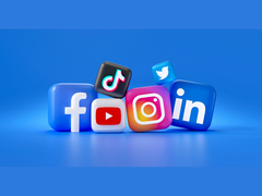 Un'immagine renderizzata in 3D composta da loghi di social media popolari (fonte: Mariia Shalabaieva)