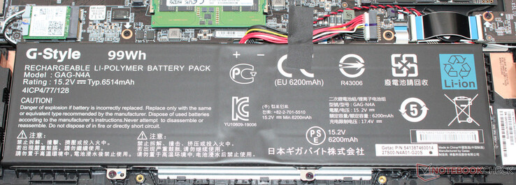 La batteria ha una capacità di 99 Wh.