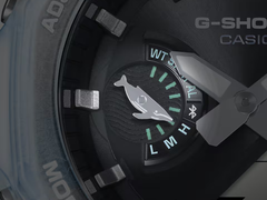 La lancetta della modalità di Casio GA-B2100KB-2A ha la forma di una balena, un tocco elegante per celebrare la collaborazione.