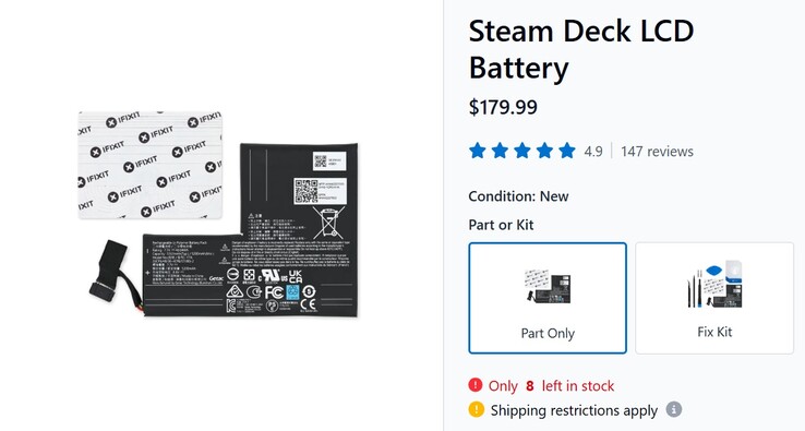 La batteria LCD dello Steam Deck è presente sul sito di iFixit.