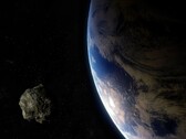 Un'illustrazione d'artista che mostra un asteroide vicino alla Terra.