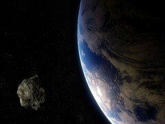 Un'illustrazione d'artista che mostra un asteroide vicino alla Terra.