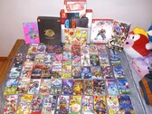 Una collezione di cartucce per Nintendo Switch raffigurata