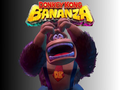 Un Donkey Kong arrabbiato raffigurato sotto il logo di Donkey Kong Bananza (Fonte: Nintendo of America con modifiche)
