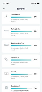 Una pagina di panoramica separata mostra quando è necessario sostituire determinate parti. (Fonte: Notebookcheck)