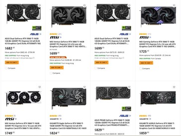 Prezzo della RTX 5060 Ti 16 GB su Newegg. (Fonte immagine: Newegg)