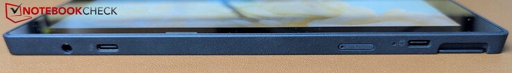 A sinistra: jack per cuffie, USB-C (Thunderbolt 4), nano SIM, USB-C (10 Gbit/s)
