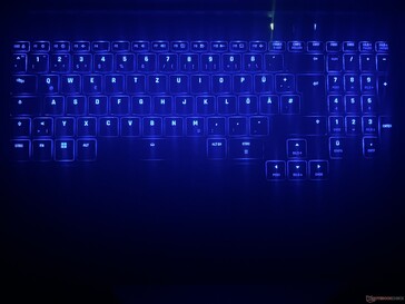 Retroilluminazione della tastiera (qui in blu come esempio)