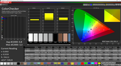 CalMan: ColorChecker dopo la calibrazione (gamma di colore target AdobeRGB)