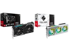 GPU ASRock Radeon RX 9060 XT Challenger (sinistra) e Steel Legend (destra). (Fonte immagine: ASRock)