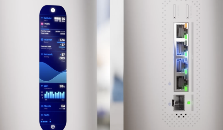 Il router dispone di un display e di numerose porte (Fonte immagine: Ubiquiti Networks)