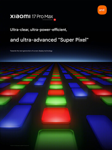 Il display Super Pixel di Xiaomi 17 Pro Max (Fonte immagine: Xiaomi - traduzione automatica)