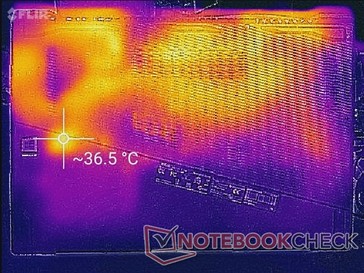 Sistema in idle con hot spot sopra l'SSD M.2 (lato inferiore)