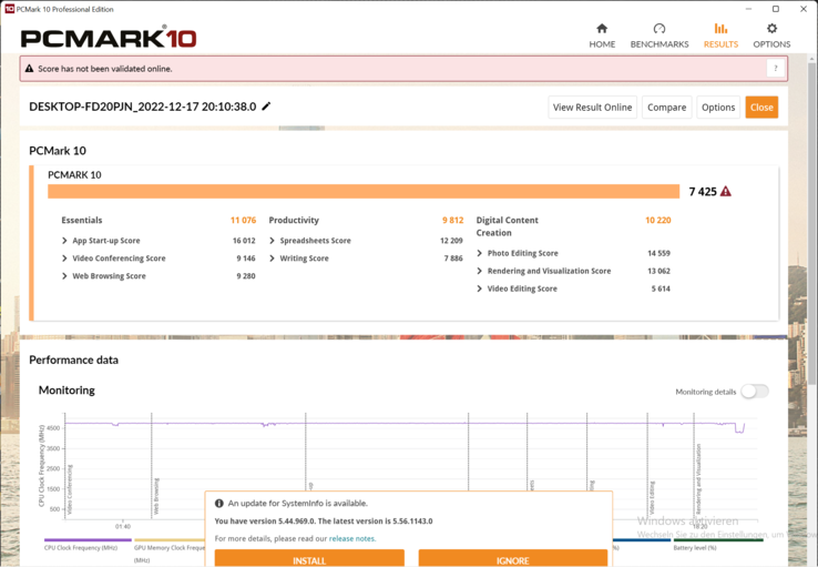 PCMark 10 @100 W CPU + GPU in overclock