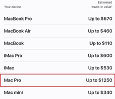 Valore di scambio del Mac Pro. (Fonte: Apple)