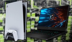 Una console (PS5) o un portatile (MSI GP66 Leopard) possono essere scelte più intelligenti delle schede grafiche desktop Ampere per i giocatori. (Fonte immagine: Sony/MSI/Greg Salazar - modificato)