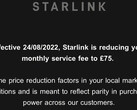 I messaggi di riduzione del prezzo (immagine: Starlink)