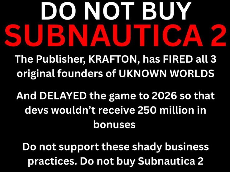 Fan sul subreddit di Subnautica che chiedono un boicottaggio. (Fonte: Specialist-Target461 su Reddit)