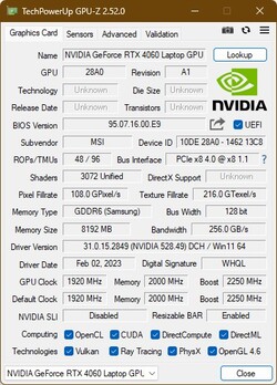 GPU-Z Nvidia GeForce RTX 4060