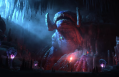 Lo screenshot di Subnautica Below Zero su Steam mostra un leviatano congelato in una caverna