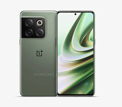 Si dice che il OnePlus 10T sarà lanciato in due colori, tra cui la tonalità verde mostrata nei rendering CAD trapelati. (Fonte: @OnLeaks & SmartPrix)