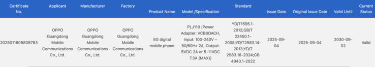 L'Oppo Find X9 certificato. (Fonte immagine: certificazione 3C)