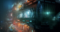 La grintosa grafica cyberpunk di The Ascent è notevolmente migliorata dal ray-tracing (fonte: Neon Giant)