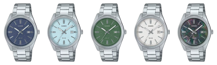 Da sinistra a destra: gli orologi Casio MTP-1302DA-2A1V, MTP-1302DA-2A2V, MTP-1302DA-3AV, MTP-1302DA-7AV e MTP-1302DS-1AV. (Fonte immagine: Casio)