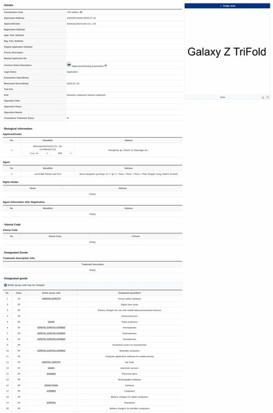 Galaxy Registrazione del brevetto Z Trifold (fonte: Galaxyclub.nl)