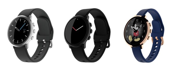 Pebble Round 2 in Argento spazzolato, Nero opaco e Oro rosa lucido. (Fonte: Repebble)