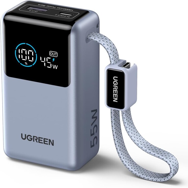 Ugreen 55W Power Bank 10.000 mAh con cavo integrato. (Fonte immagine: Amazon)
