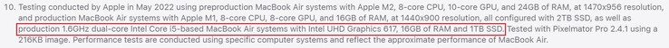 Indizi di SKU nella stampa fine "Intel UHD Graphics 617". (Fonte immagine: Apple)