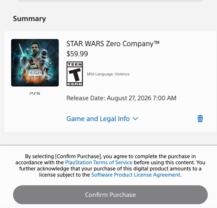 Avviso legale del PlayStation Store prima dell’acquisto.