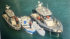 Il drone narco marino diretto da Starlink al largo della costa caraibica. (Fonte: Armada de Colombia)