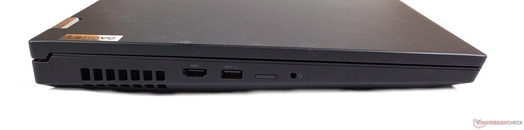 A sinistra: HDMI 2.1, USB-A 3.1 Gen 1, slot SIM, jack audio 3.5mm