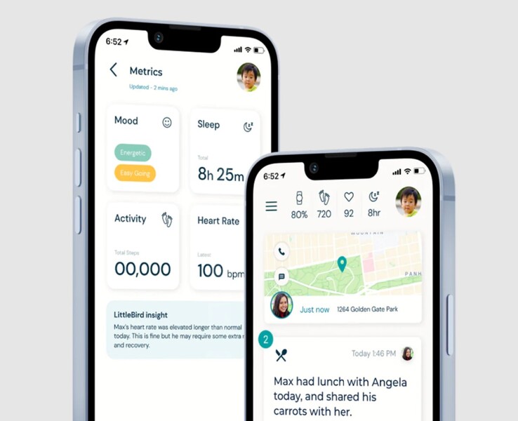 L'applicazione Littlebird Marlon consente ai genitori di monitorare la frequenza cardiaca del bambino, la sua posizione e molto altro ancora sul proprio telefono. (Fonte: Littlebird Connected Care)