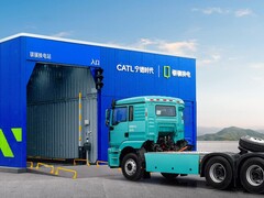 Stazione di sostituzione delle batterie per autocarri pesanti.