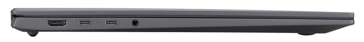 Lato sinistro: HDMI, 2x USB 4/Thunderbolt 4 (USB-C; Power Delivery, DisplayPort), porta audio combinata