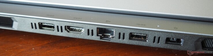 Retro: USB-A 3.2 Gen 1, HDMI 2.1, RJ45 Ethernet, USB-A 3.2 Gen 1, alimentazione