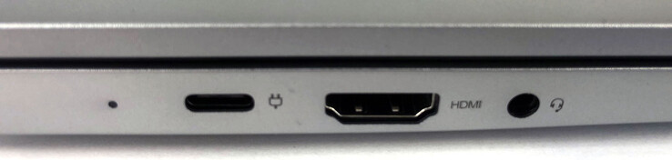 A sinistra: 1 x USB 3.2 Type-C (con Power Delivery e DisplayPort), 1 x HDMI, 1 x porta combo audio/mic (jack da 3,5 mm)